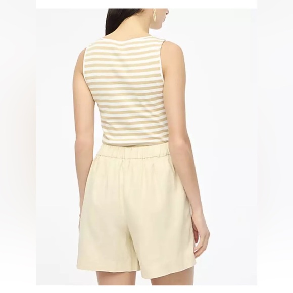 J. Crew Factory Pleated linen-blend short with elastic waist dusty ivory Size 10 - Picture 8 of 15